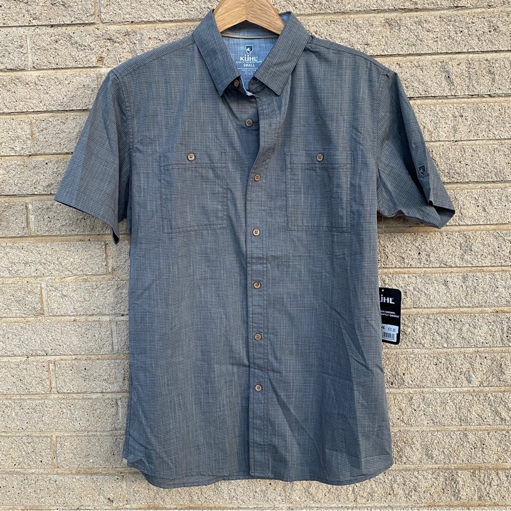 Kuhl Bandit Short Sleeve Button Down Shirt Men's Sz S Carbon Polyester NWT $69